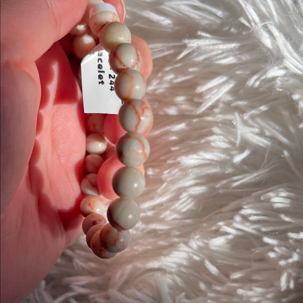 NWT Natural Red Web Jasper Bead Bracelet - Picture 6 of 11